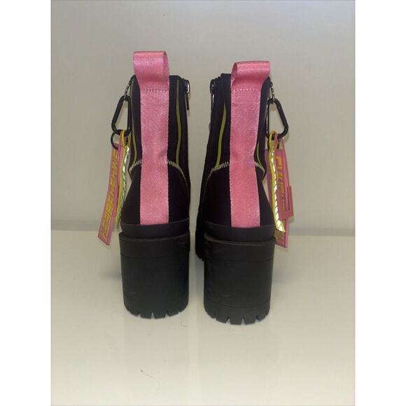 Steve Madden Women’s‎ Sz 8 Betamax Black Neon Hiking combat Boot 90s Y2K Grunge - Picture 3 of 7